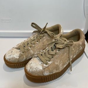Platform velvet sneakers